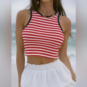 Le Lis Red and White Striped Crop Top